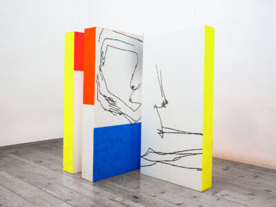 Untitled, 2019, 3 Cubes, each 50x100x10cm, StyroporCubes, AcrylicPaint