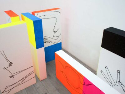 Untitled, 2019, 6 Cubes, each 50x100x10cm, StyroporCubes, AcrylicPaint